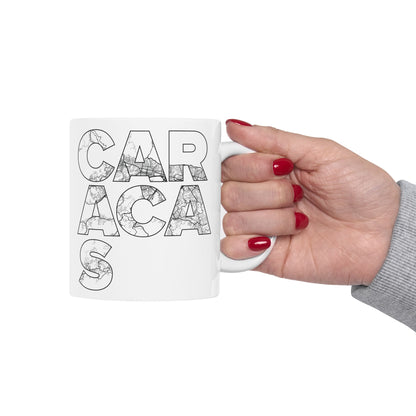 CARACAS TYPO MAP Graphic Ceramic Mug - 11oz & 15oz - Perfect for Coffee Lovers