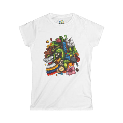 Camiseta Softstyle para Mujer "Venezuelan Vibes" – Diseño Colorido Inspirado en Venezuela