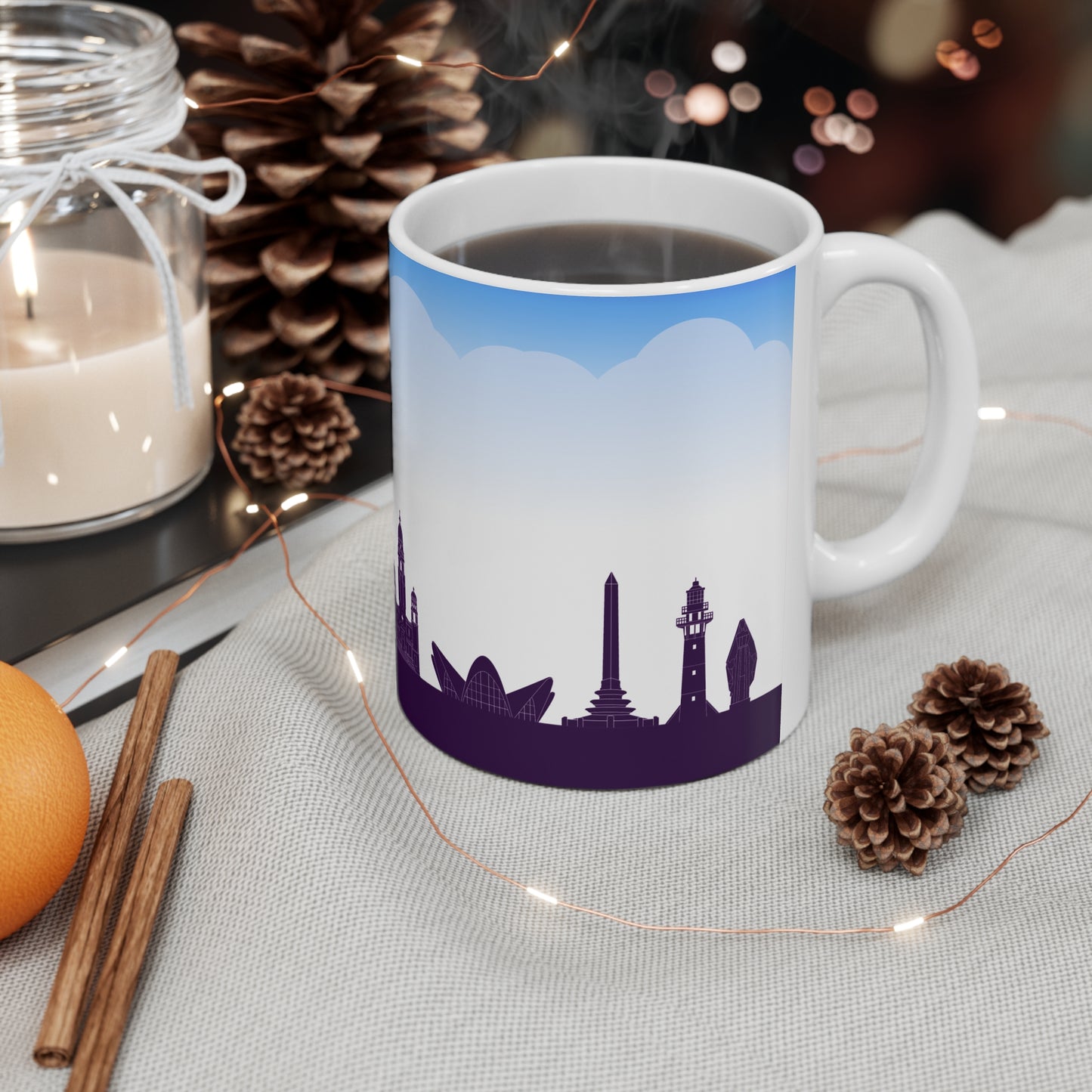 Tazas de Cerámica Elegant Skyline – 11oz & 15oz – Con los Iconos Arquitectónicos de las Ciudades de Venezuela