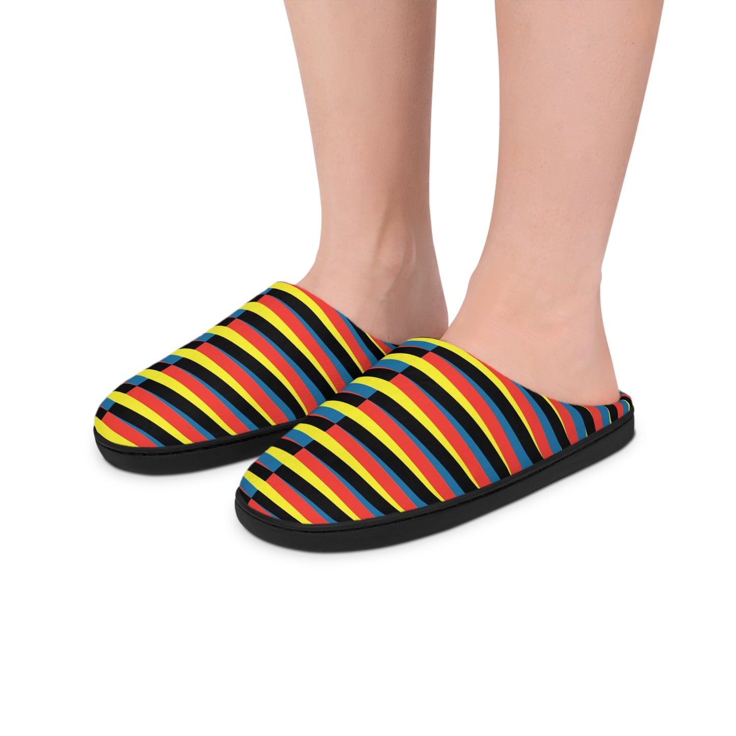 Colorful Stripe Men's Indoor Slippers – Cozy Home Footwear