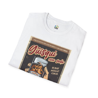 Camiseta Vintage "Güisky con Soda" – Un Clásico de los Bares Caraqueños con Estilo Retro y Divertido