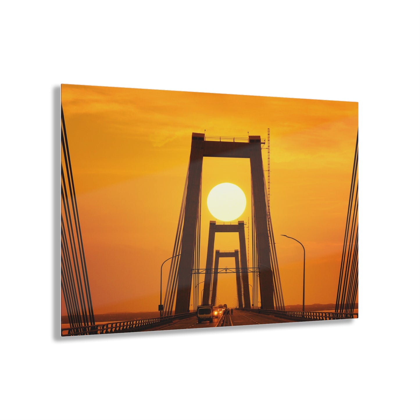 Puente sobre el lago Acrylic Print - hermosa vista del atardecer