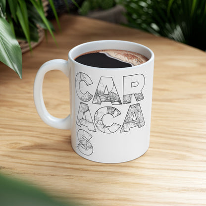 CARACAS TYPO MAP Graphic Ceramic Mug - 11oz & 15oz - Perfect for Coffee Lovers