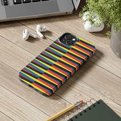 Funda Resistente para Teléfono con Rayas Vibrantes - Diseño Colorido para Máxima Protección