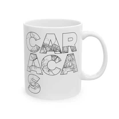 CARACAS TYPO MAP Graphic Ceramic Mug - 11oz & 15oz - Perfect for Coffee Lovers