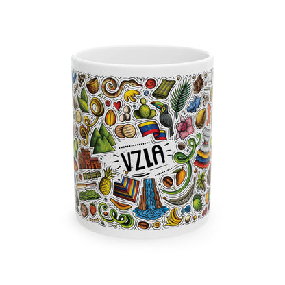 Taza de Cerámica VZLA – Colorida y Inspirada en Venezuela, el Regalo Perfecto para Amantes del Café