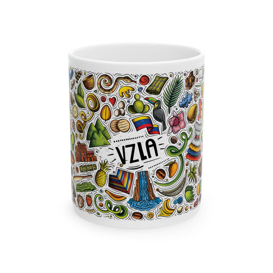 Taza de Cerámica VZLA – Colorida y Inspirada en Venezuela, el Regalo Perfecto para Amantes del Café