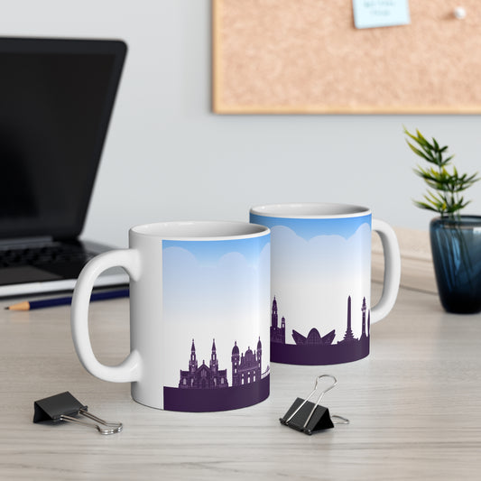 Tazas de Cerámica Elegant Skyline – 11oz & 15oz – Con los Iconos Arquitectónicos de las Ciudades de Venezuela