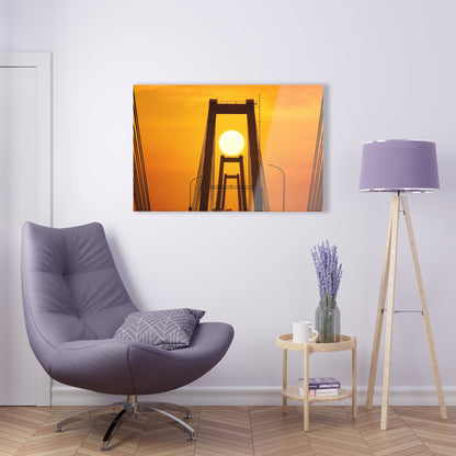 Puente sobre el lago Acrylic Print - hermosa vista del atardecer