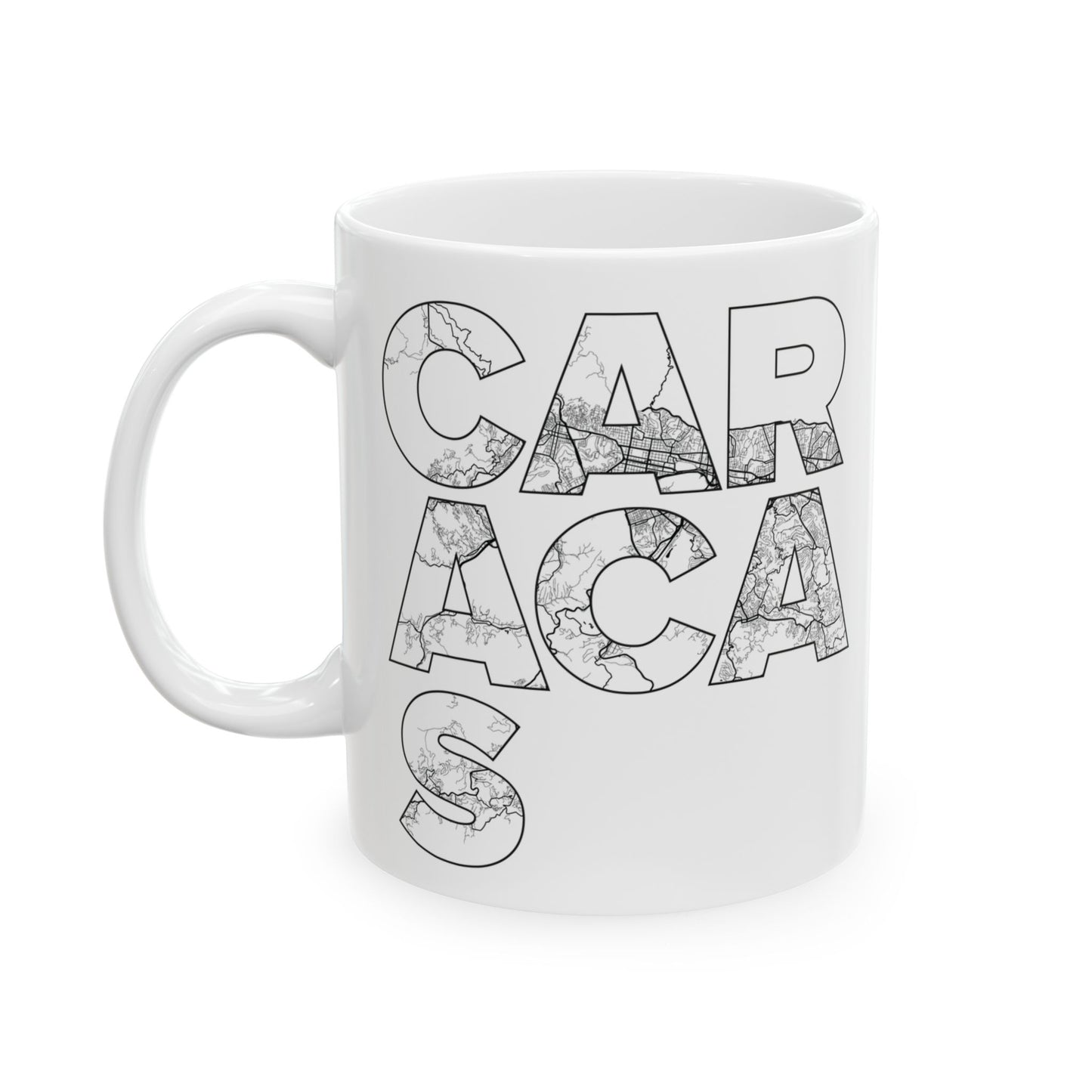 CARACAS TYPO MAP Graphic Ceramic Mug - 11oz & 15oz - Perfect for Coffee Lovers