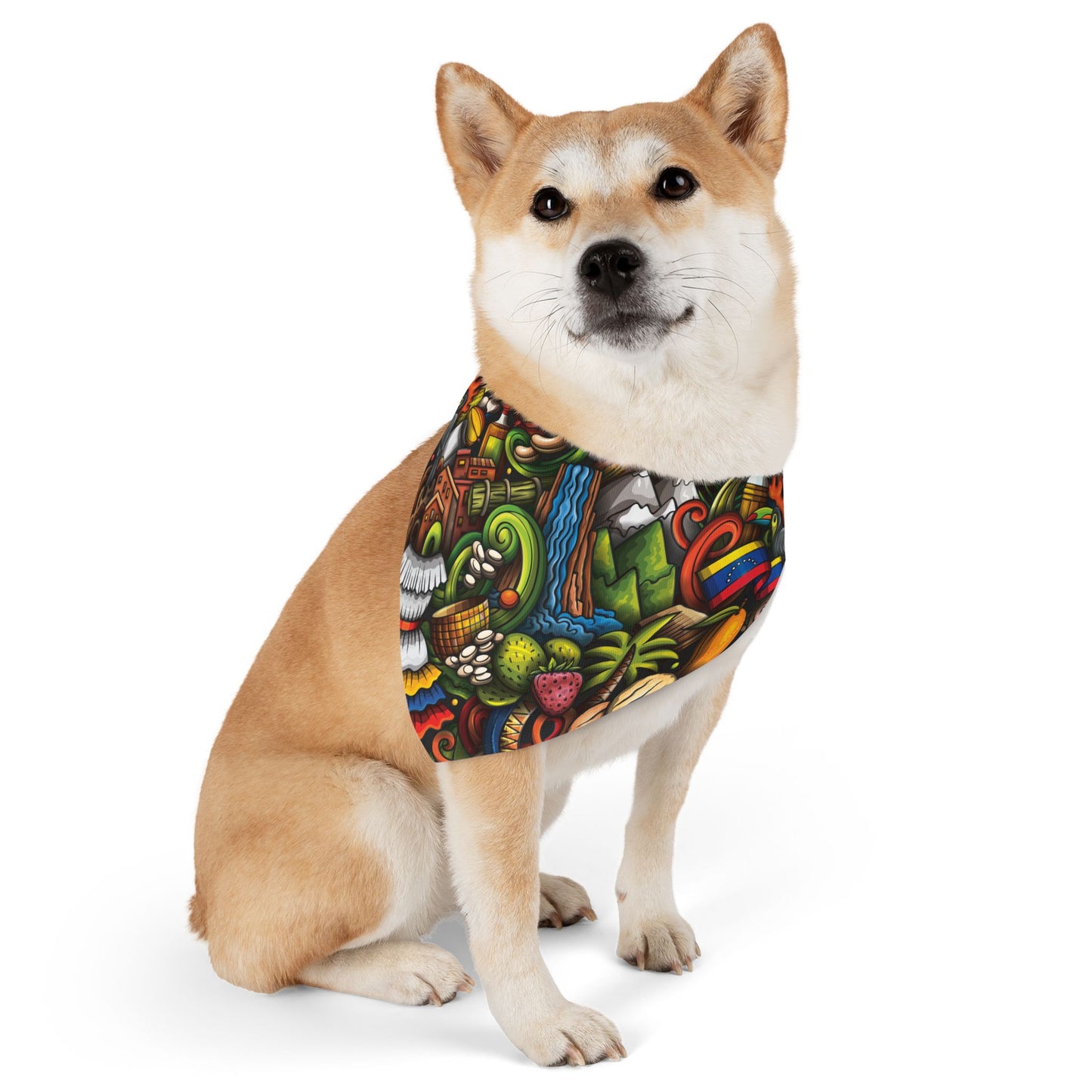 Bandana con Collar para Mascotas – Diseño Colorido y Alegre, Inspirado en Venezuela 🇻🇪🐶